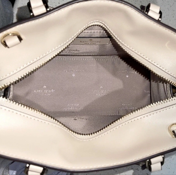 KATE SPADE FLOWER SMALL CROSSBODY BAG SATCHEL SHOULDER MADISON BEIGE TAUPE TAN - Picture 6 of 9